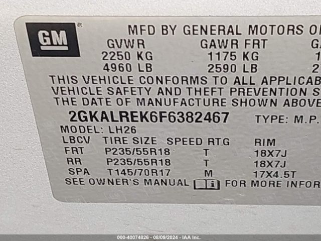 Photo 8 VIN: 2GKALREK6F6382467 - GMC TERRAIN 