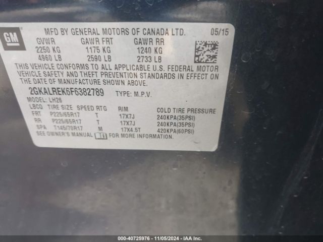 Photo 8 VIN: 2GKALREK6F6382789 - GMC TERRAIN 