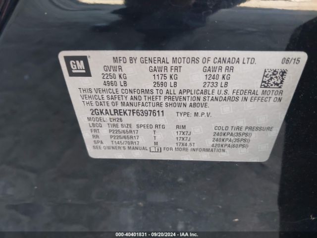 Photo 8 VIN: 2GKALREK7F6397611 - GMC TERRAIN 