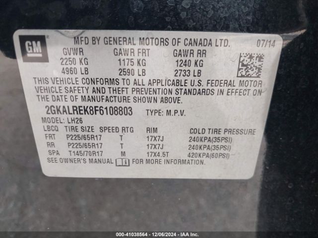 Photo 8 VIN: 2GKALREK8F6108803 - GMC TERRAIN 