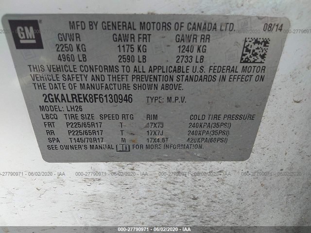 Photo 8 VIN: 2GKALREK8F6130946 - GMC TERRAIN 