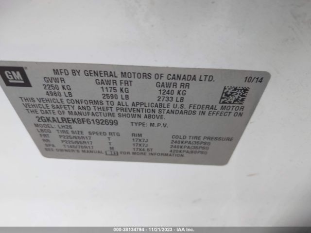 Photo 8 VIN: 2GKALREK8F6192699 - GMC TERRAIN 