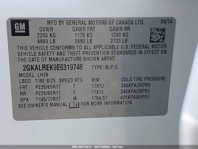 Photo 8 VIN: 2GKALREK9E6319748 - GMC TERRAIN 