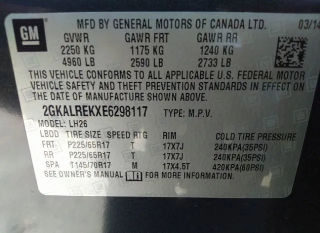 Photo 8 VIN: 2GKALREKXE6298117 - GMC TERRAIN 