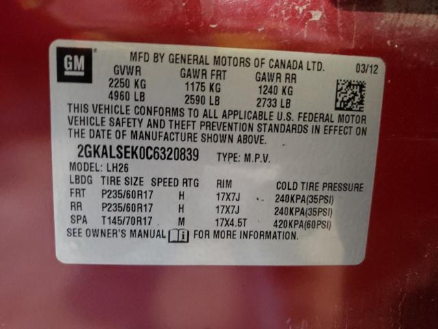 Photo 9 VIN: 2GKALSEK0C6320839 - GMC TERRAIN SL 