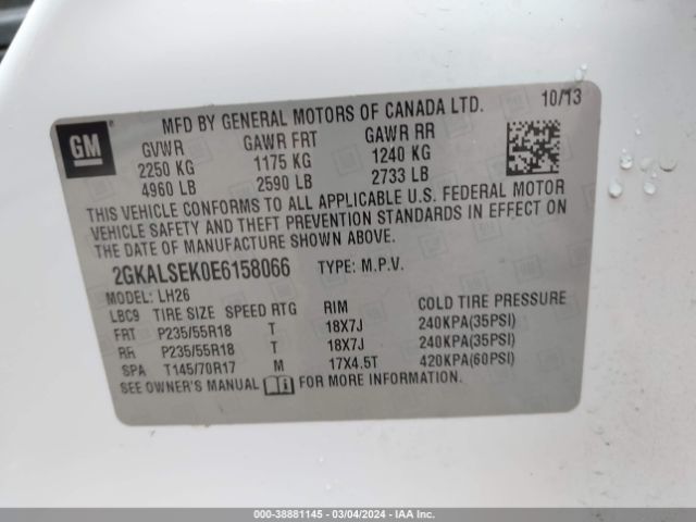 Photo 8 VIN: 2GKALSEK0E6158066 - GMC TERRAIN 