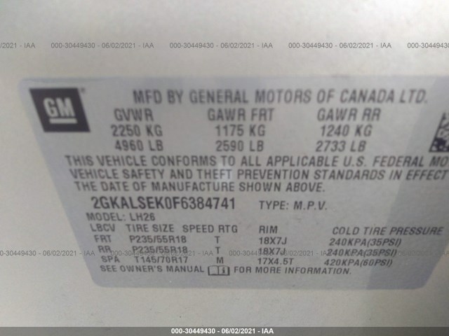 Photo 8 VIN: 2GKALSEK0F6384741 - GMC TERRAIN 