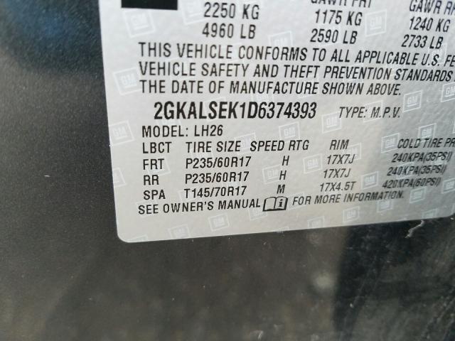 Photo 9 VIN: 2GKALSEK1D6374393 - GMC TERRAIN SL 