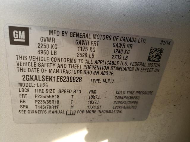 Photo 9 VIN: 2GKALSEK1E6230828 - GMC TERRAIN SL 