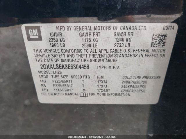 Photo 8 VIN: 2GKALSEK3E6304458 - GMC TERRAIN 