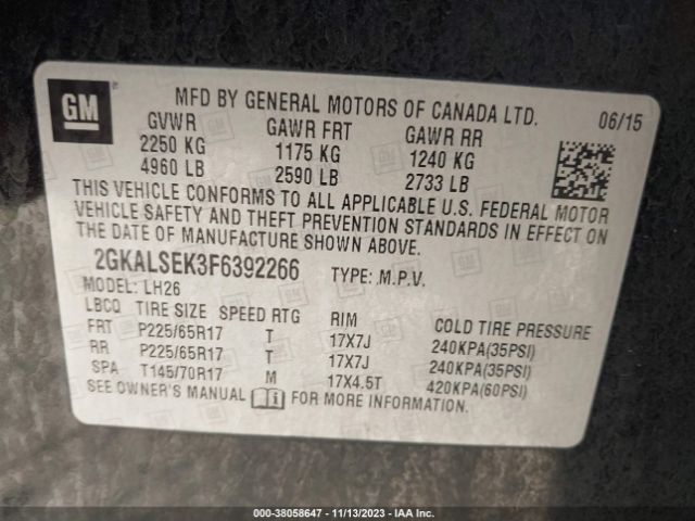 Photo 8 VIN: 2GKALSEK3F6392266 - GMC TERRAIN 