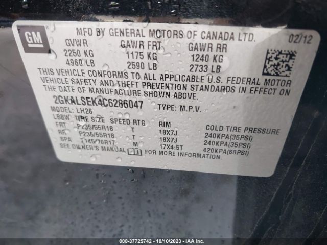 Photo 8 VIN: 2GKALSEK4C6286047 - GMC TERRAIN 