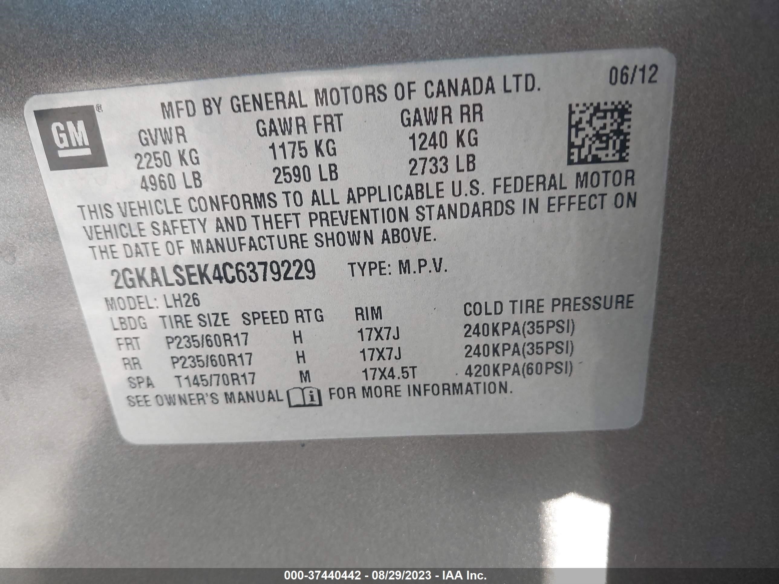 Photo 8 VIN: 2GKALSEK4C6379229 - GMC TERRAIN 