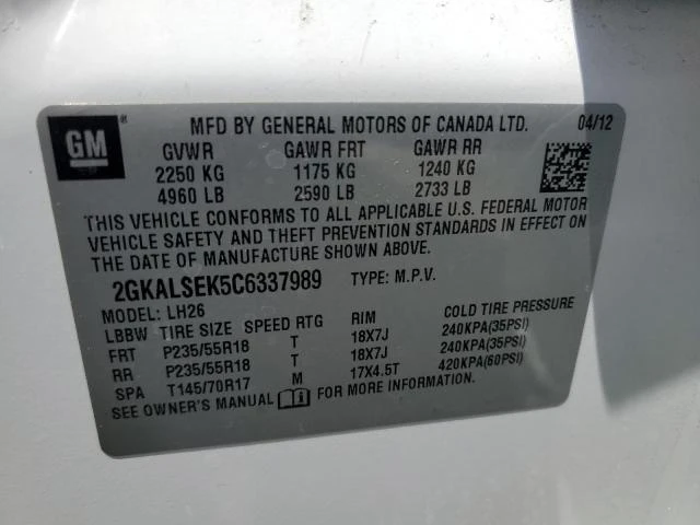 Photo 11 VIN: 2GKALSEK5C6337989 - GMC TERRAIN SL 