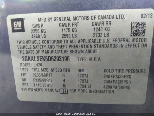 Photo 8 VIN: 2GKALSEK5D6292196 - GMC TERRAIN 