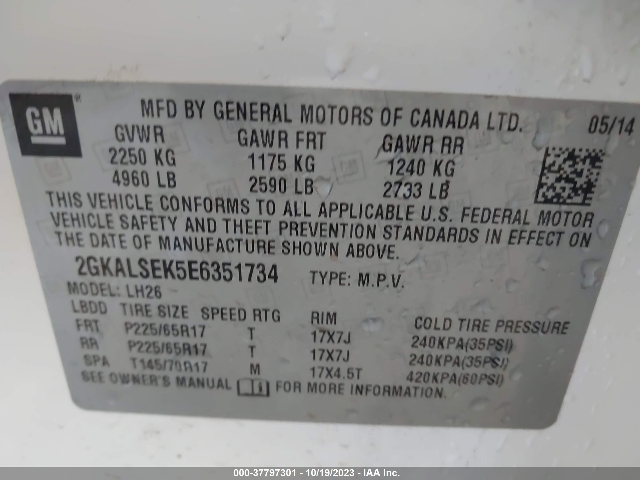 Photo 8 VIN: 2GKALSEK5E6351734 - GMC TERRAIN 