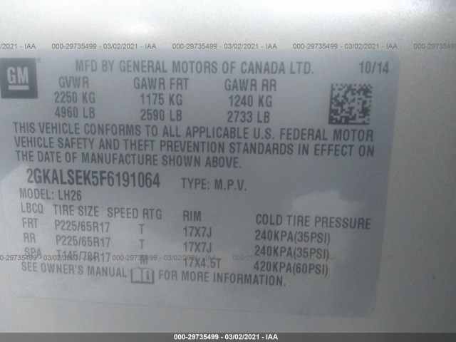 Photo 8 VIN: 2GKALSEK5F6191064 - GMC TERRAIN 