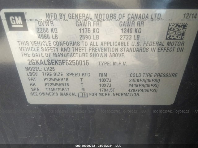 Photo 8 VIN: 2GKALSEK5F6250016 - GMC TERRAIN 