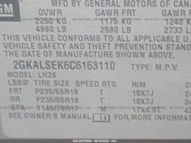 Photo 8 VIN: 2GKALSEK6C6163110 - GMC TERRAIN 