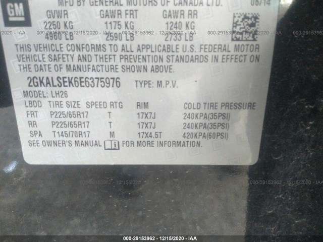 Photo 8 VIN: 2GKALSEK6E6375976 - GMC TERRAIN 