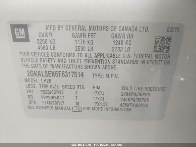 Photo 8 VIN: 2GKALSEK6F6317514 - GMC TERRAIN 