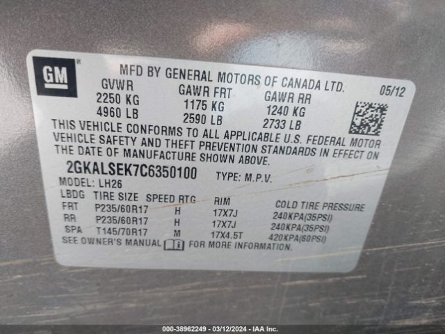 Photo 8 VIN: 2GKALSEK7C6350100 - GMC TERRAIN 