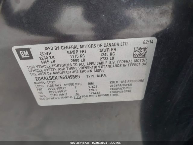 Photo 8 VIN: 2GKALSEK7E6249559 - GMC TERRAIN 