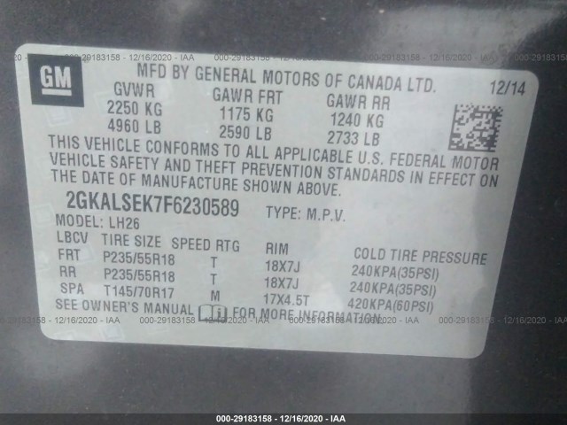 Photo 8 VIN: 2GKALSEK7F6230589 - GMC TERRAIN 