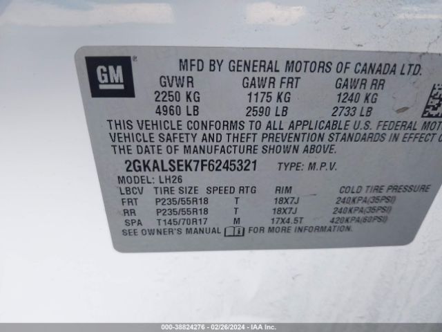 Photo 8 VIN: 2GKALSEK7F6245321 - GMC TERRAIN 