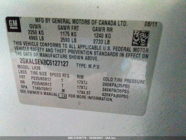 Photo 8 VIN: 2GKALSEK8C6127127 - GMC TERRAIN 