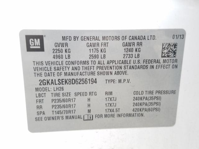 Photo 9 VIN: 2GKALSEK8D6256194 - GMC TERRAIN SL 