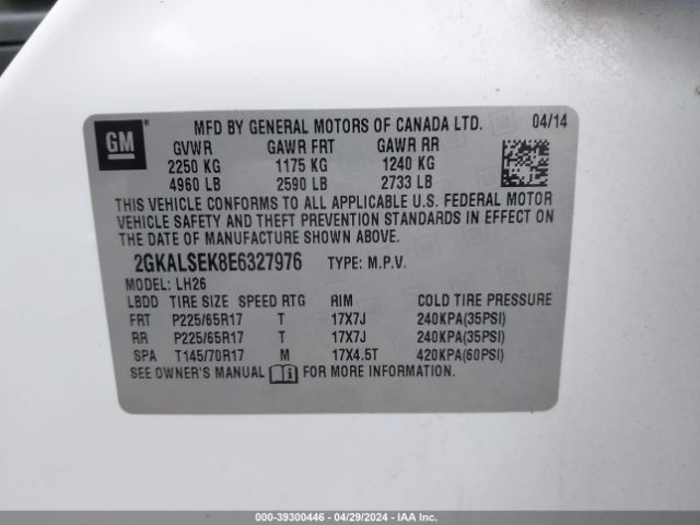 Photo 8 VIN: 2GKALSEK8E6327976 - GMC TERRAIN 