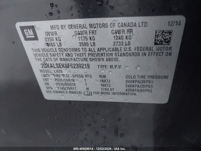 Photo 8 VIN: 2GKALSEK8F6239219 - GMC TERRAIN 