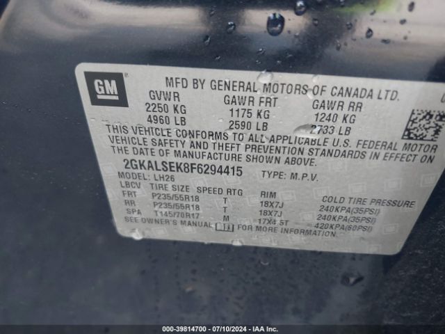 Photo 8 VIN: 2GKALSEK8F6294415 - GMC TERRAIN 