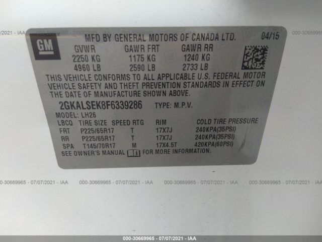 Photo 8 VIN: 2GKALSEK8F6339286 - GMC TERRAIN 