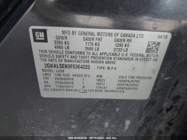 Photo 8 VIN: 2GKALSEK8F6364222 - GMC TERRAIN 