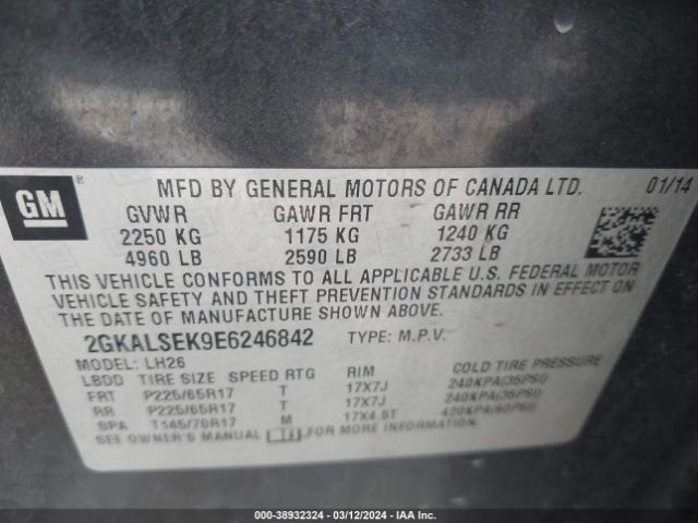 Photo 8 VIN: 2GKALSEK9E6246842 - GMC TERRAIN 