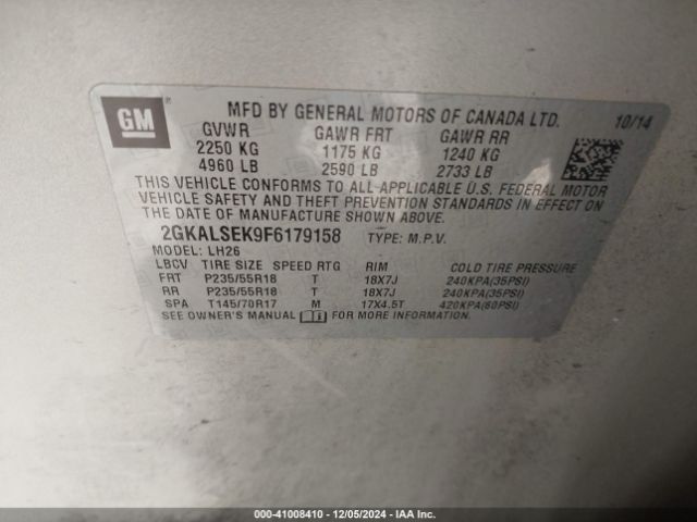 Photo 8 VIN: 2GKALSEK9F6179158 - GMC TERRAIN 