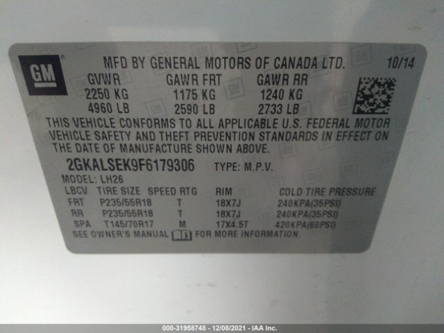 Photo 8 VIN: 2GKALSEK9F6179306 - GMC TERRAIN 