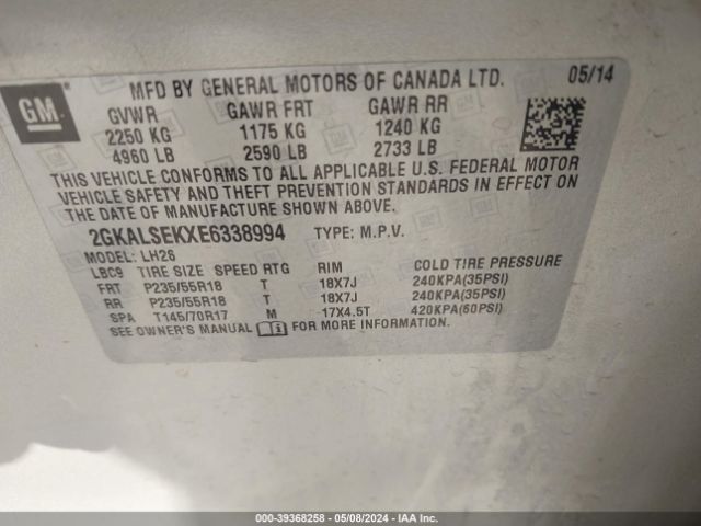 Photo 8 VIN: 2GKALSEKXE6338994 - GMC TERRAIN 