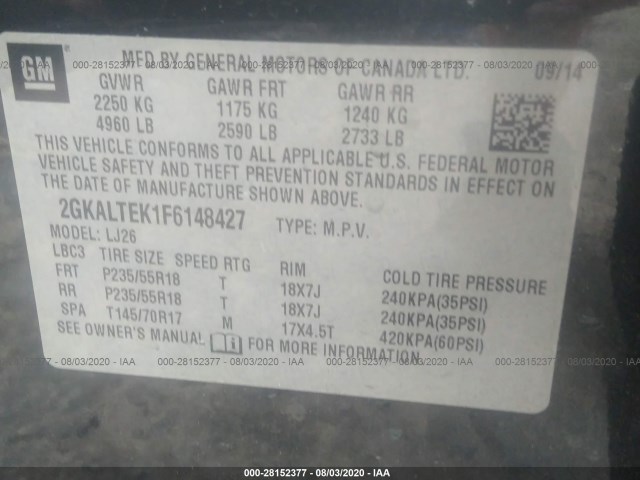 Photo 8 VIN: 2GKALTEK1F6148427 - GMC TERRAIN 