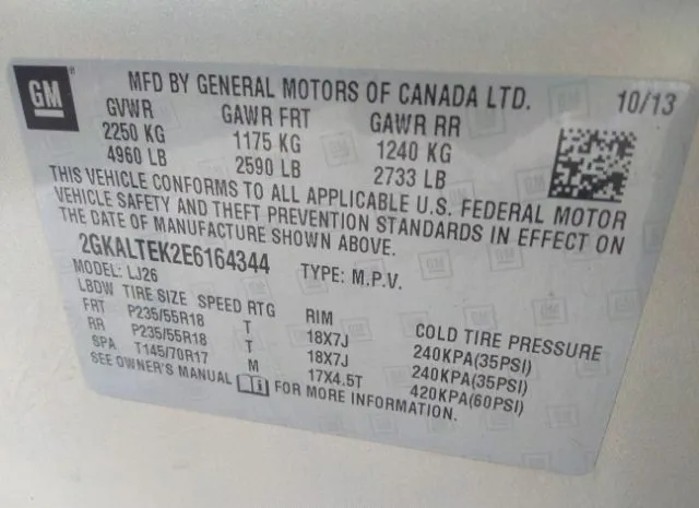 Photo 8 VIN: 2GKALTEK2E6164344 - GMC TERRAIN 