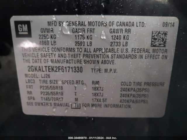 Photo 8 VIN: 2GKALTEK2F6171330 - GMC TERRAIN 