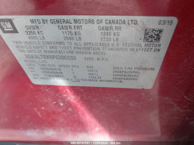 Photo 8 VIN: 2GKALTEK6F6306339 - GMC TERRAIN 