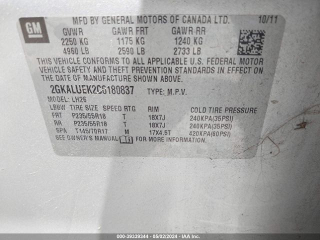 Photo 8 VIN: 2GKALUEK2C6180837 - GMC TERRAIN 