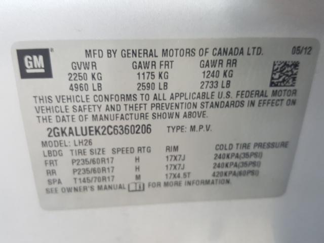 Photo 9 VIN: 2GKALUEK2C6360206 - GMC TERRAIN SL 