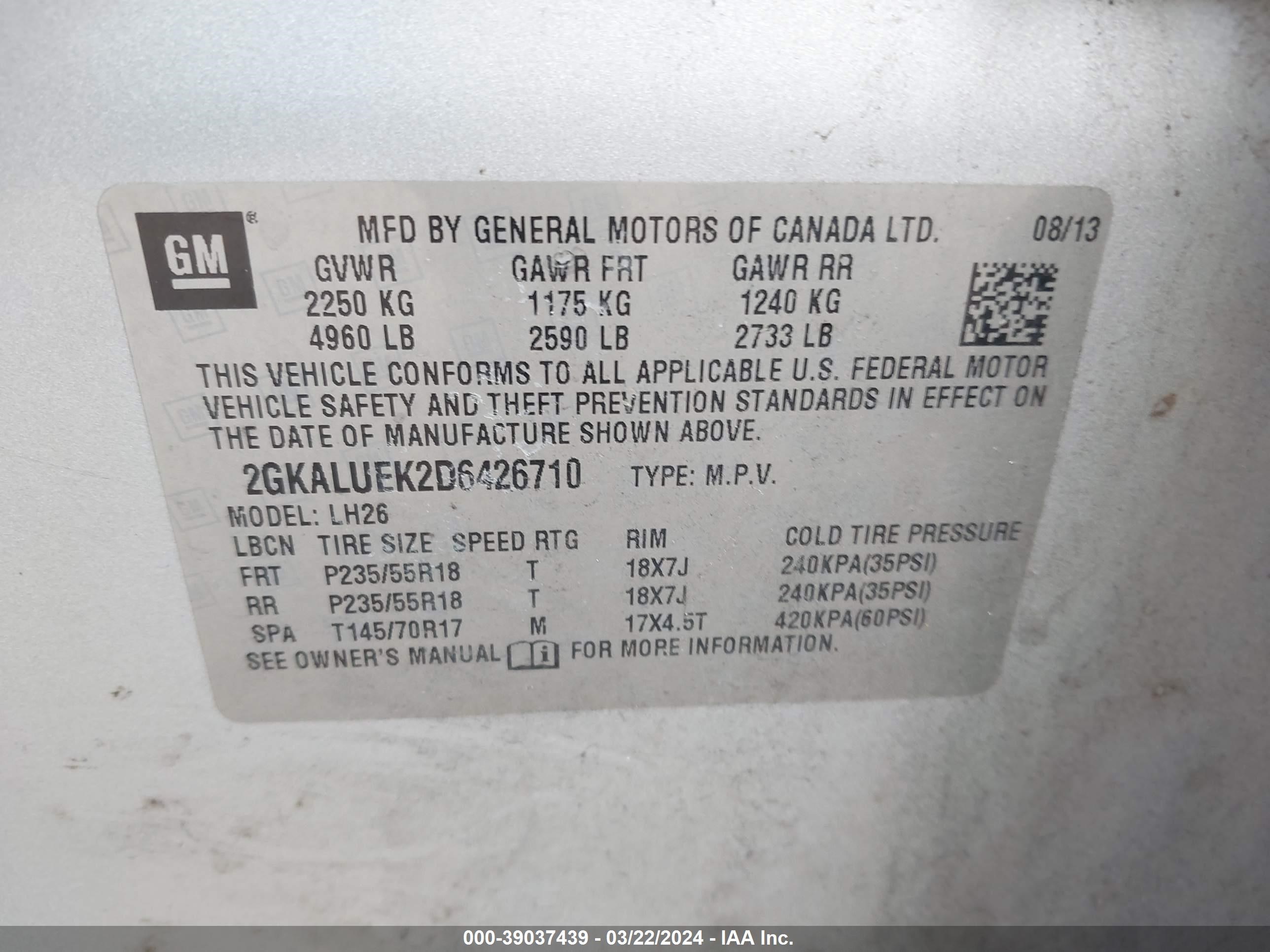 Photo 8 VIN: 2GKALUEK2D6426710 - GMC TERRAIN 