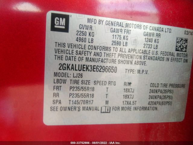 Photo 8 VIN: 2GKALUEK3E6296650 - GMC TERRAIN 