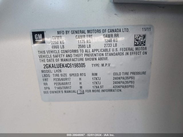 Photo 8 VIN: 2GKALUEK4C6198305 - GMC TERRAIN 