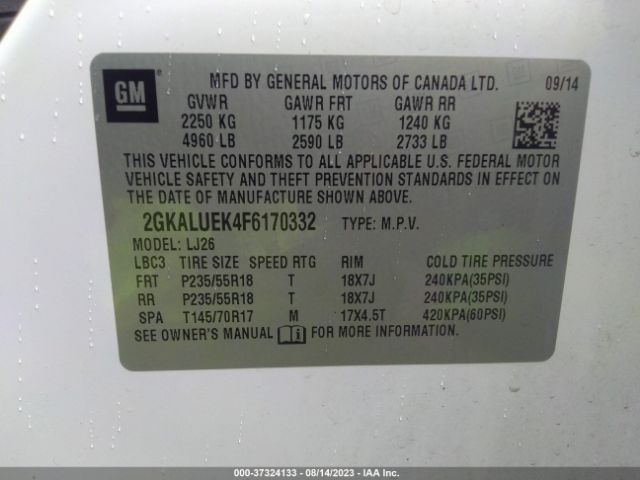 Photo 8 VIN: 2GKALUEK4F6170332 - GMC TERRAIN 